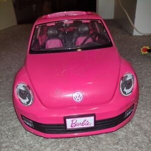 Barbie Hot Pink Volkswagen Beetle Doll Car – Doors Open, Seat Belts – 2013 Matte